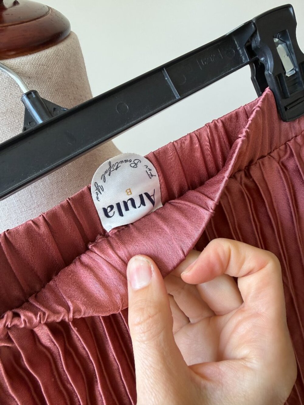 Arula Size B Pleated Midi Skirt Dusty Rose Pink Elastic Waist A-Line - Picture 4 of 6